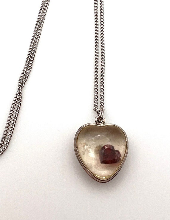 Sterling Silver Heart inside Heart Pendant Neckla… - image 5