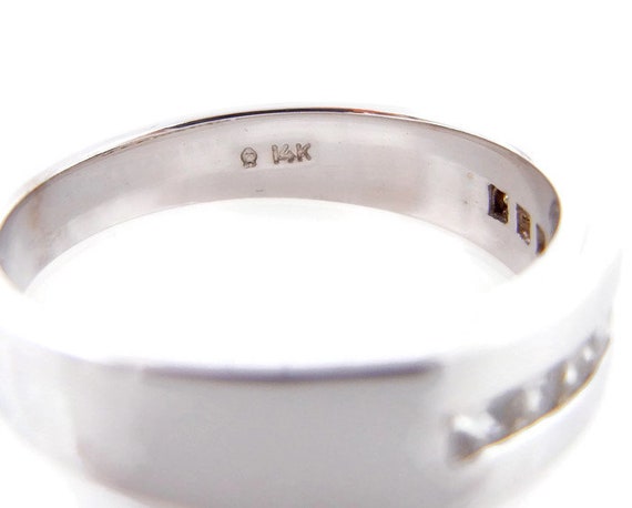 14k White Gold Diamond Band - 9 Diamond Ring - Si… - image 7
