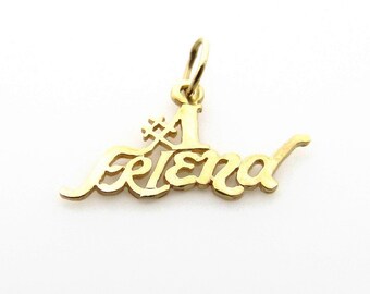 Friend Gold Pendant - Number One Friend - 14K Yellow Gold Friendship Charm - Weight 0.5 Grams  - 3D - Love - Best Friend - Friendship # 5107