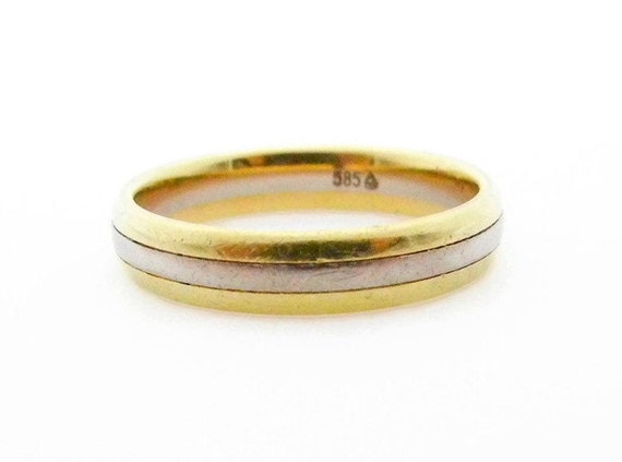 14K Gold Band - Yellow and White Gold Wide Band -… - image 1