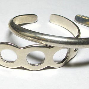 Two Sterling Silver Heavy Cuff Bracelets Total Weight 49.5 Grams Set of 2 REDUCED 3047 image 1