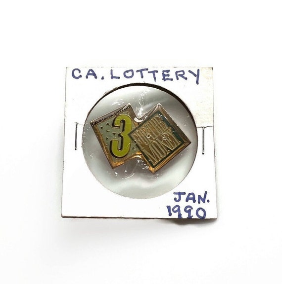 CA Lottery 1990 3 For the Money Lapel Pin - Califo