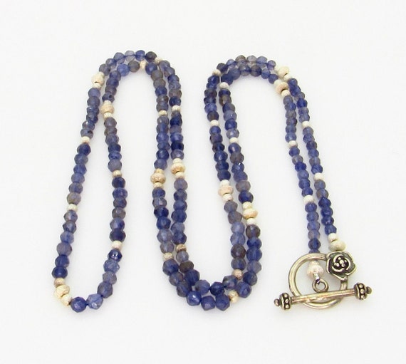Natural Iolite and Sterling Silver Long Necklace … - image 2