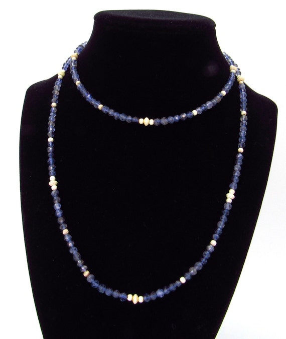 Natural Iolite and Sterling Silver Long Necklace … - image 9