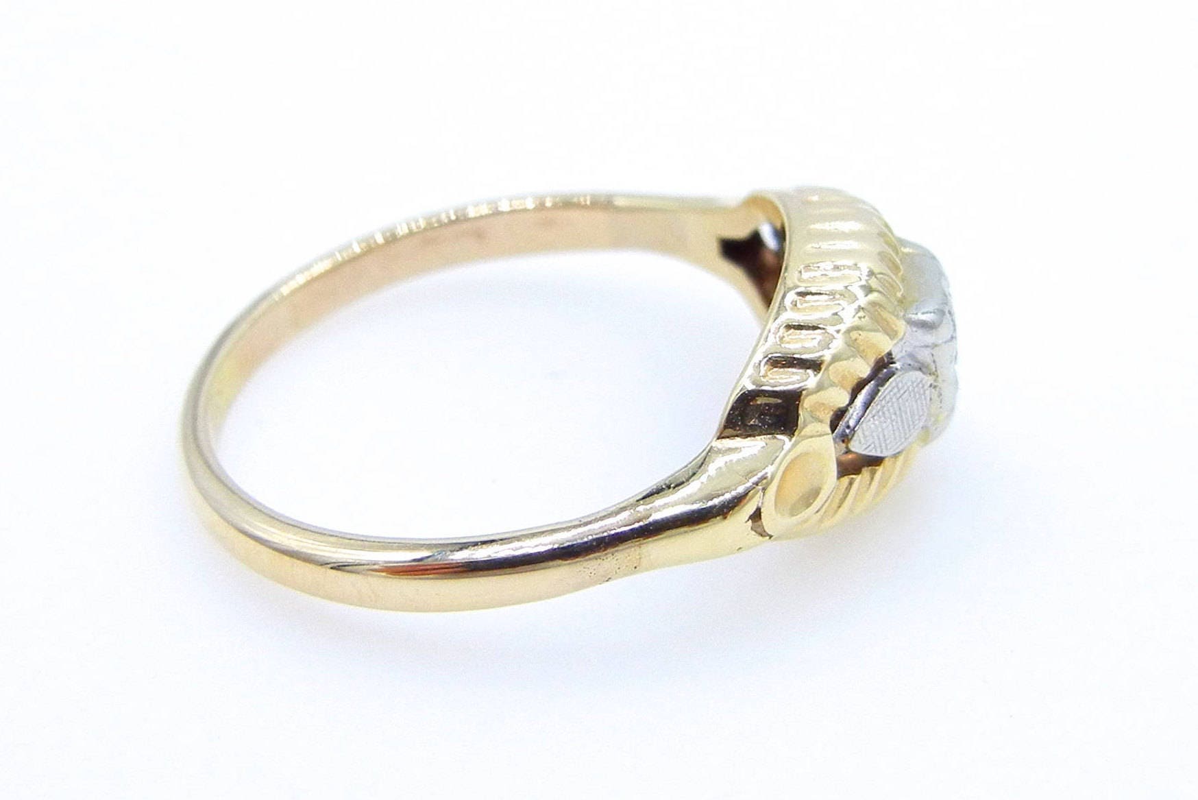 Vintage Diamond Ring 14k Yellow and White Gold Diamond Ring | Etsy