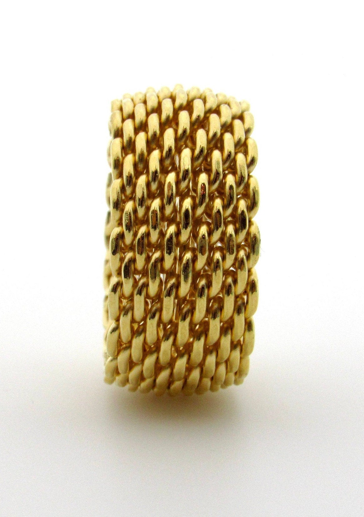 Tiffany & Co 18K Yellow Gold Somerset Wide Mesh Band — Antique Jewelry NYC