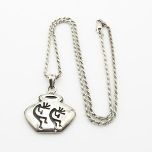 Sterling Silver Kokopelli Hopi Indian Pendant Necklace with 18 Inch Sterling Chain - 14.3 Grams - Fertility Agriculture - Childbirth # 4137