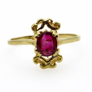 14K Yellow Gold Natural Ruby Ring - Size 5 - July Birthstone Red - Shield Style Ring - Gifts for Her Mom Girl - Sweetheart  # 5428