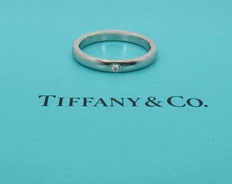 Authentic Tiffany & Co Elsa Peretti Diamond Ring - Platinum Diamond Band - Size 6.5 - Designer - Tiffany Band - Engagement Bride # 5481