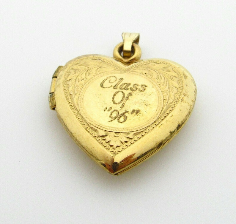 Vintage Heart Locket Pendant 14K Yellow Gold Filled Pendant Engraved Flowers and Leaves Picture Jewelry Gifts for Her Love 5164 image 7