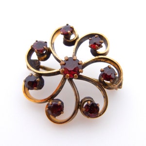 Floral Garnet Brooch Gold Filled Flower Red Pin Flower Design Garnet Stones January Birthday Gifts for Her 1262 image 9