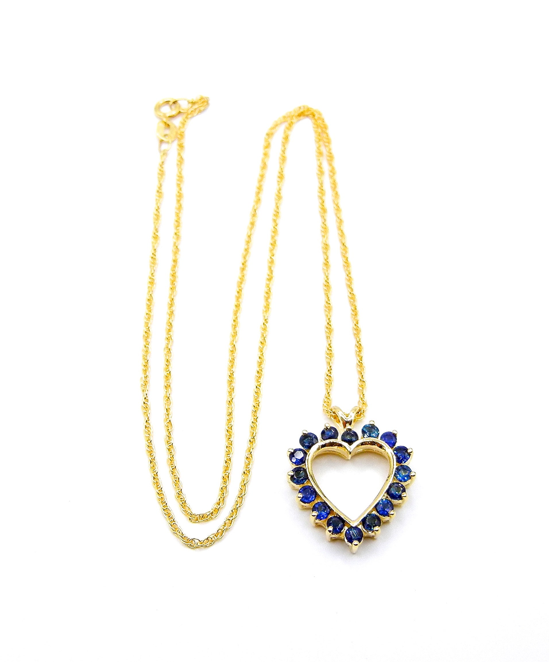 14K Yellow Gold Heart Pendant Necklace 