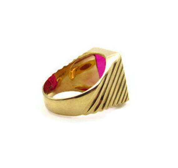10K Yellow Gold Diamond Ruby Masonic Ring - Size … - image 6