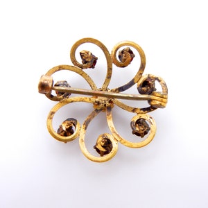 Floral Garnet Brooch Gold Filled Flower Red Pin Flower Design Garnet Stones January Birthday Gifts for Her 1262 image 2