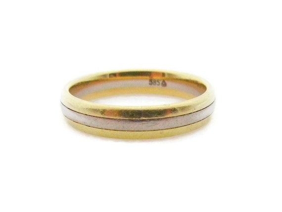 14K Gold Band - Yellow and White Gold Wide Band -… - image 7