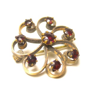 Floral Garnet Brooch Gold Filled Flower Red Pin Flower Design Garnet Stones January Birthday Gifts for Her 1262 image 5