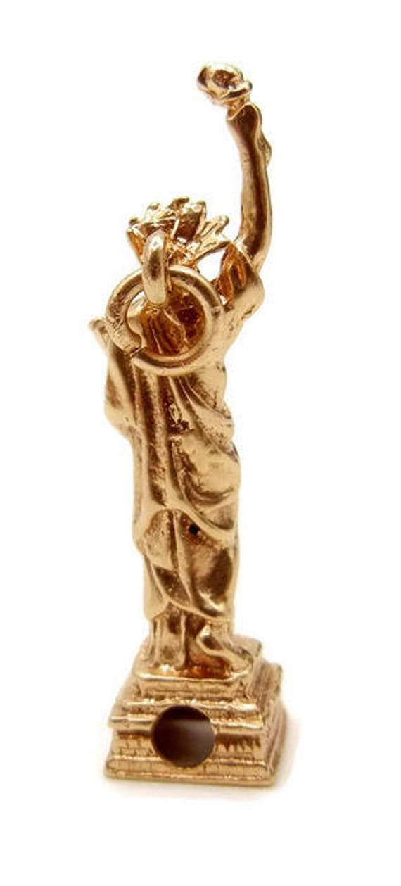 Statue Liberty Charm Solid 14k Yellow Gold Pendan… - image 7