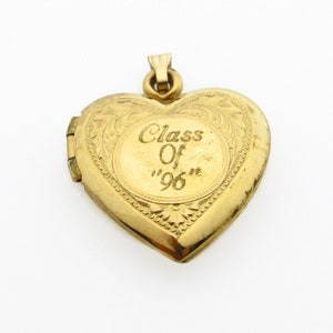 Vintage Heart Locket Pendant 14K Yellow Gold Filled Pendant Engraved Flowers and Leaves Picture Jewelry Gifts for Her Love 5164 image 1