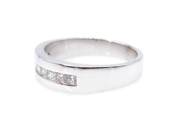 14k White Gold Diamond Band - 9 Diamond Ring - Si… - image 6