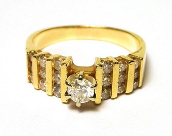 14K Yellow Gold Diamond Engagement Ring - Size 8 3/4 - Wedding Engagement Promise Ring - Weight 6.8 Grams # 1443