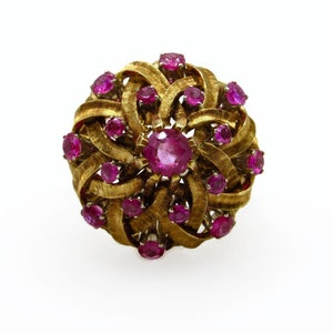 Vintage Dome Ruby Ring - 14K Yellow Gold Ruby Cocktail Ring - Size 5 - Weight 10.5 Grams - Large Heavy Ruby Ring - July Birthday # 5347