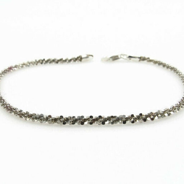 Sterling Silver Italy Chain Bracelet - 7 Inches or 18 cm long - 925 Twisted Serpentine Chain Shinny Finish - 2 mm - Gifts for Her # 5247