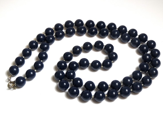 Navy Blue Necklaces - Vintage Black and Navy Blue… - image 2