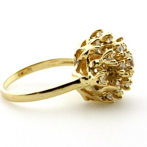 14K Yellow Gold Cubic Zirconia Ring - Size 7 - Cocktail Ring - Cluster ...