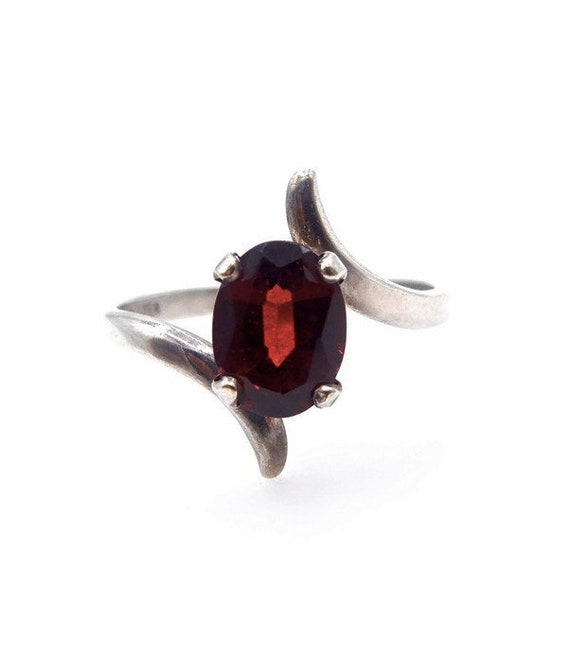 January Birthstone Genuine Red Garnet 925 Sterling Silver Ring Size 7 6.75 6.5 6