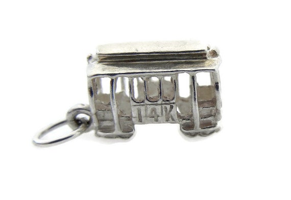 14K White Gold Cable Car Charm - Trolley Car Pend… - image 7