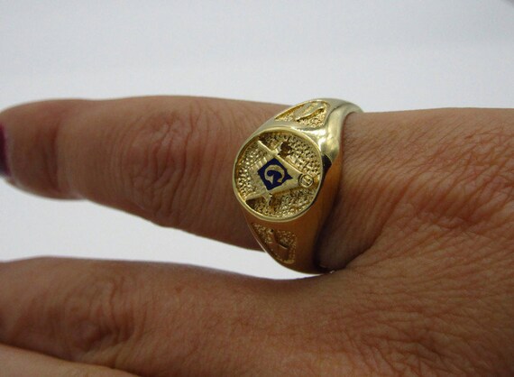 Oval Blue Enamel No Stone No " G " Free Mason Masonic Men Ring Size 10 Oval Blue Enamel No Stone No " G " Free Mason Masonic Men Ring Size 10