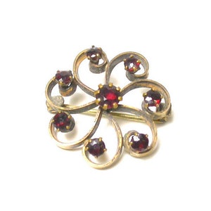 Floral Garnet Brooch Gold Filled Flower Red Pin Flower Design Garnet Stones January Birthday Gifts for Her 1262 image 8