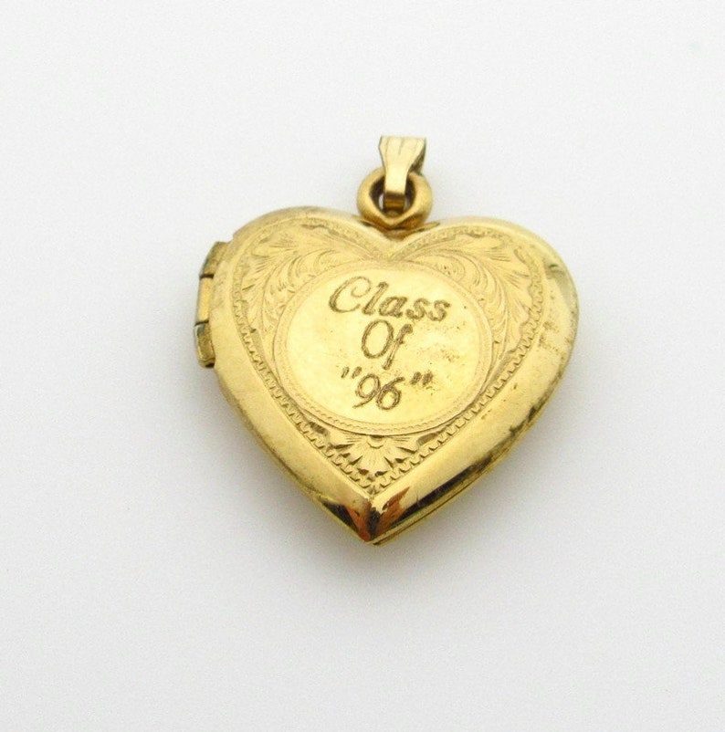 Vintage Heart Locket Pendant 14K Yellow Gold Filled Pendant Engraved Flowers and Leaves Picture Jewelry Gifts for Her Love 5164 image 8
