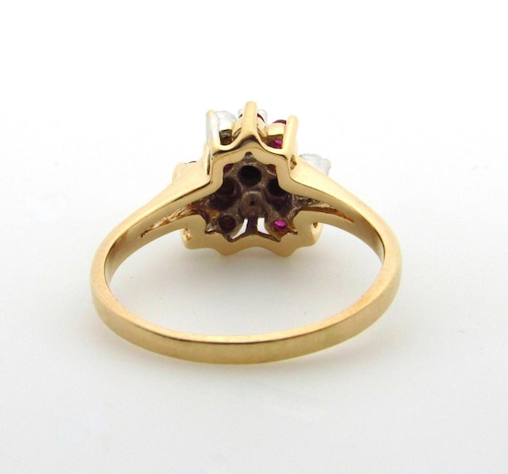 14K Yellow Gold Natural Ruby and Diamond Ring - S… - image 2