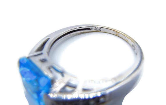 10K White Gold Blue Topaz and Diamond Ring - Prin… - image 7