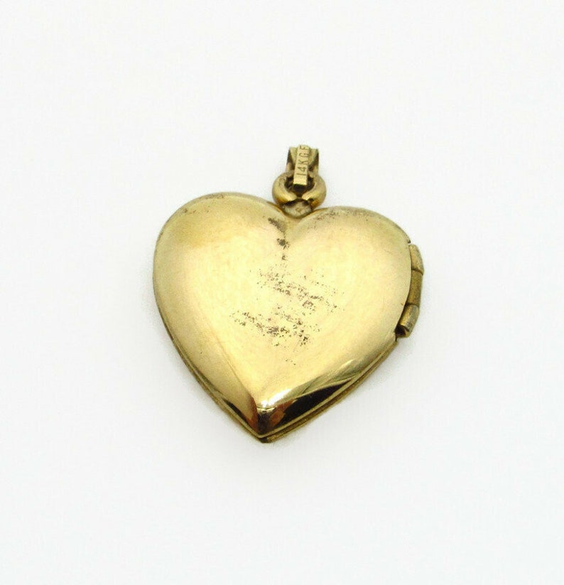 Vintage Heart Locket Pendant 14K Yellow Gold Filled Pendant Engraved Flowers and Leaves Picture Jewelry Gifts for Her Love 5164 image 2
