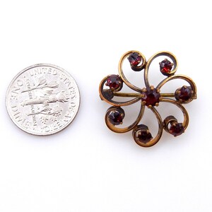 Floral Garnet Brooch Gold Filled Flower Red Pin Flower Design Garnet Stones January Birthday Gifts for Her 1262 image 3