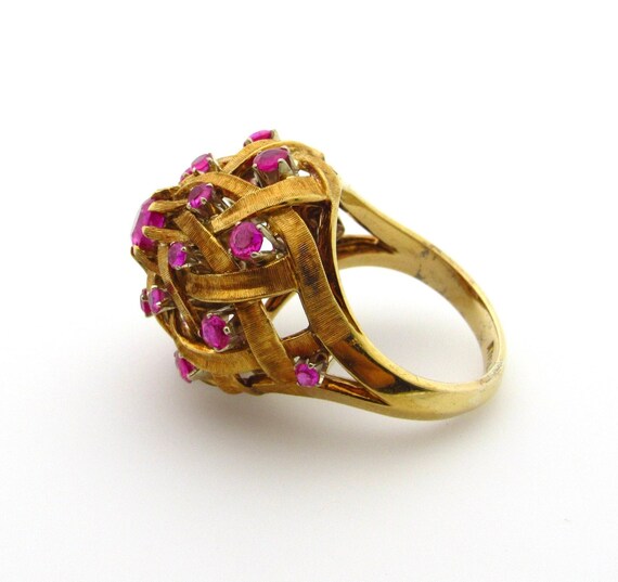 Vintage Dome Ruby Ring - 14K Yellow Gold Ruby Coc… - image 6