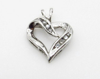 Diamant Herz Anhänger - 10K WeißGold Diamant Open Heart Anhänger - 2,5 Gramm - Sweetheart - Love - Valentines - Geschenke für Ihre Mama # 5303