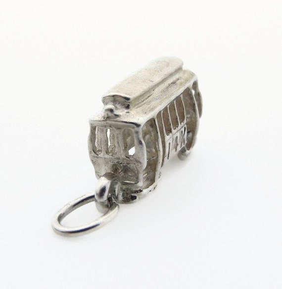 14K White Gold Cable Car Charm - Trolley Car Pend… - image 9