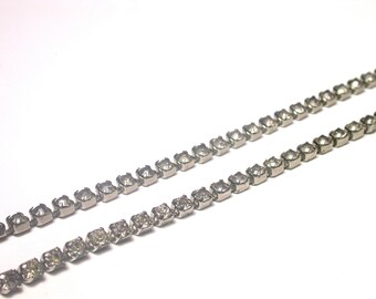 Rhinestone Necklace - One Strand Necklace - Clear Rhinestones - Bridal necklace - Prom - Vintage Wedding # 825
