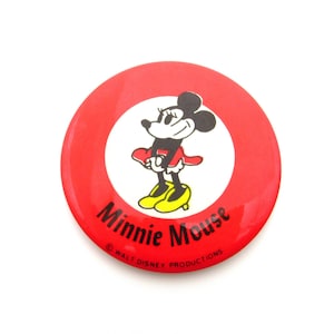 Vintage Large Minnie Mouse Button - Red and White Pin - Collectable - Disneyama - Disney Lovers - 3.5&quot; Round - Unisex # 5647