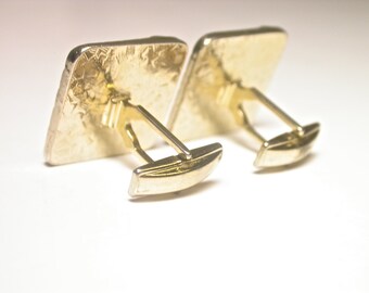 ヴィンテージ カフスボタン - トロイの頭の金メッキ スクエア