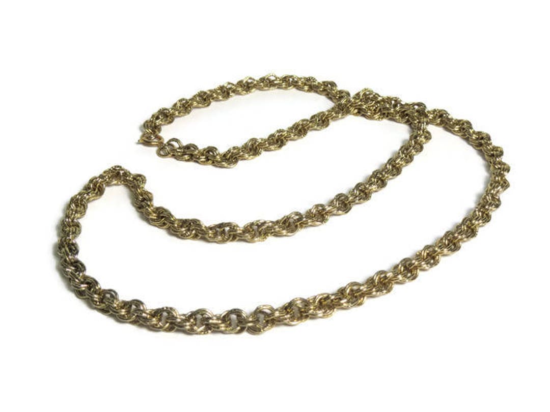 Vintage Gold Tone Long Chain Costume Chain Necklace Etsy