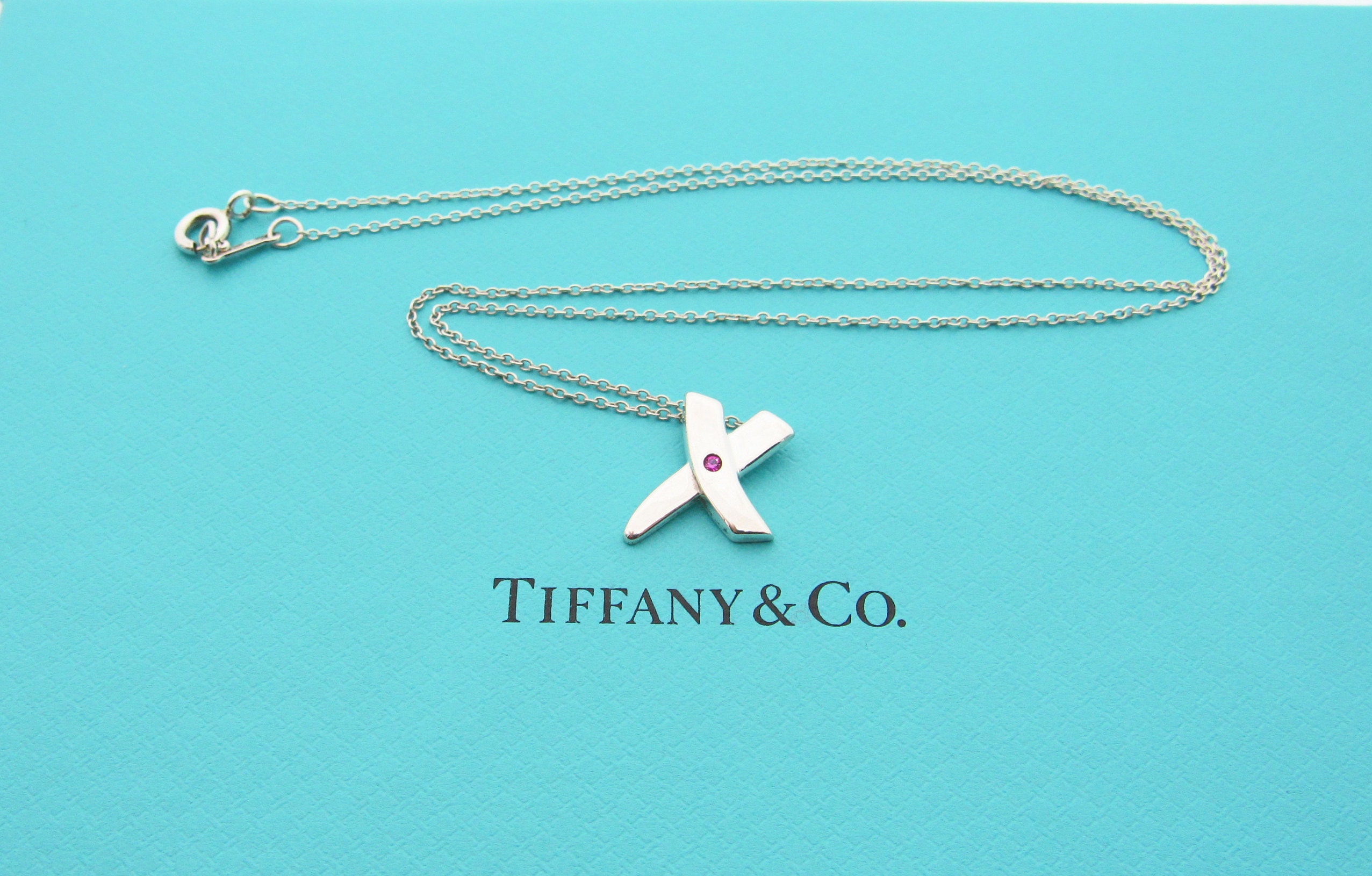 Tiffany & Co Diamond Fireworks Pendant Necklace w/ Box Platinum 16