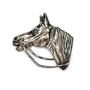 Vintage Horse Head Sterling Silver Brooch - Animal Equestrian Large Pin - Weight 3 Grams - Zoo Pin - Animal Lover - Figural Brooch # 5591