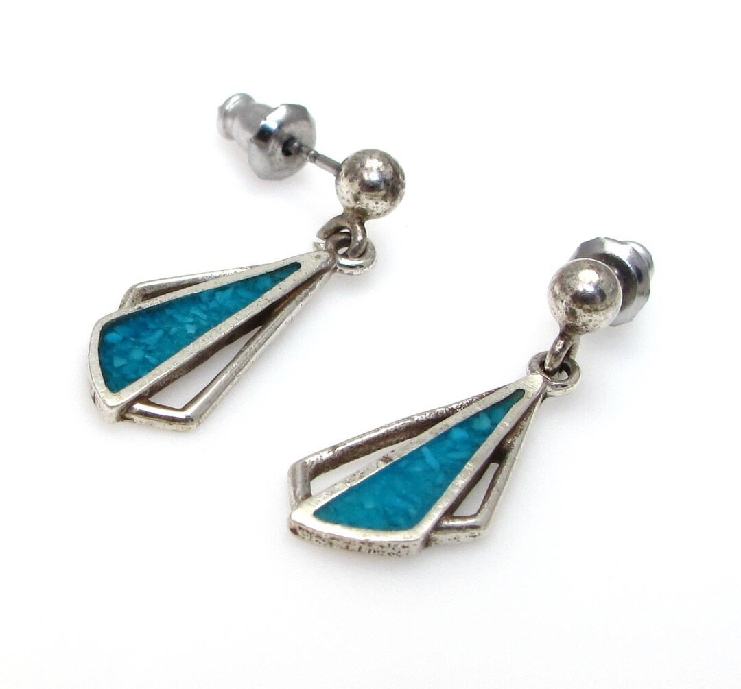 Turquoise Earrings Sterling Silver Turquoise Dangling Earrings Blue ...