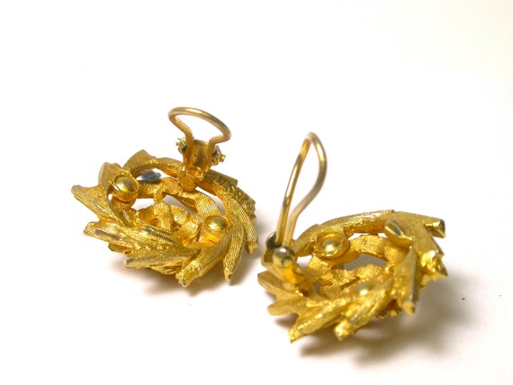 BSK Earrings - Vintage Earrings - BSK Clip on Gol… - image 5