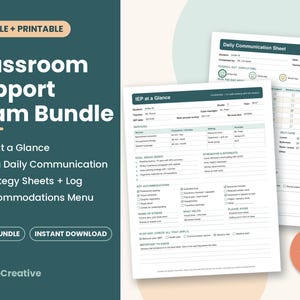 IEP at a Glance, Para Daily Communication Log, Classroom Strategy Sheets & Accommodations Checklist | Fillable + Printable PDF Bundle
