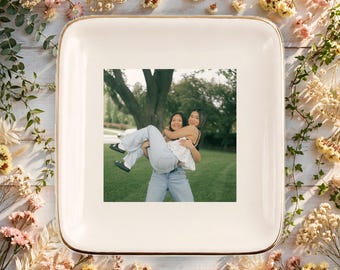 Personalized Best Friend Photo Trinket Dish, Custom Jewelry Ring Dish, Bridesmaid Proposal, Engagement, Wedding Gift